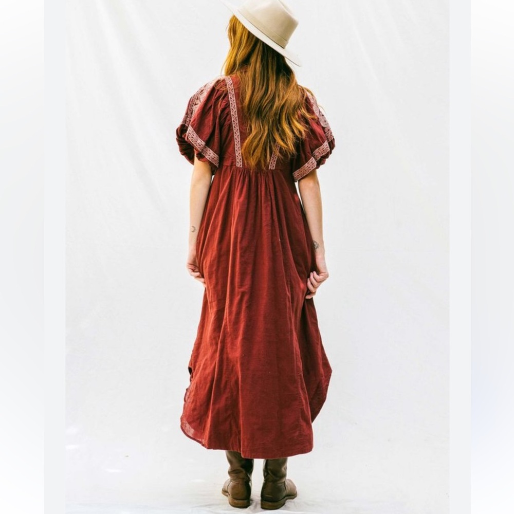 Free People Samantha Shirt Dress in Double Dare Maroon XS - Picture 2 of 14